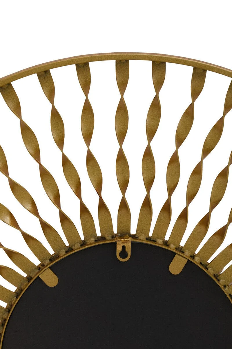 Matera Sunburst Gold Finish Metal Frame Round Wall Mirror - Image 5