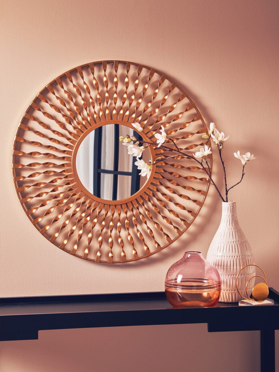 Matera Sunburst Gold Finish Metal Frame Round Wall Mirror - Image 7