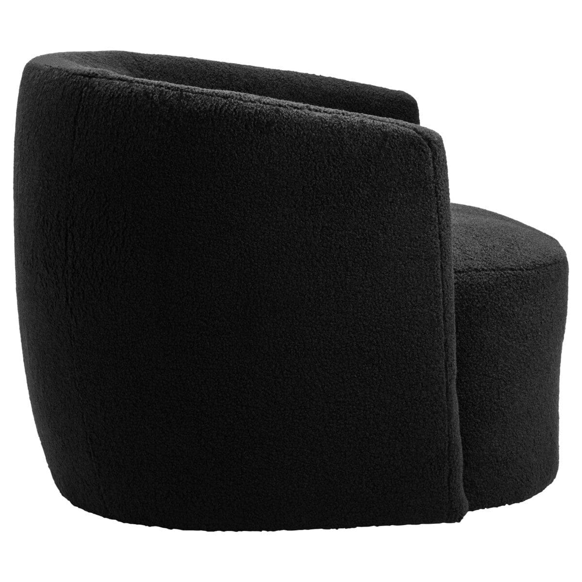 Montreal Black Boucle Effect Curved Lounge Chair With Swivel Base - Image 3