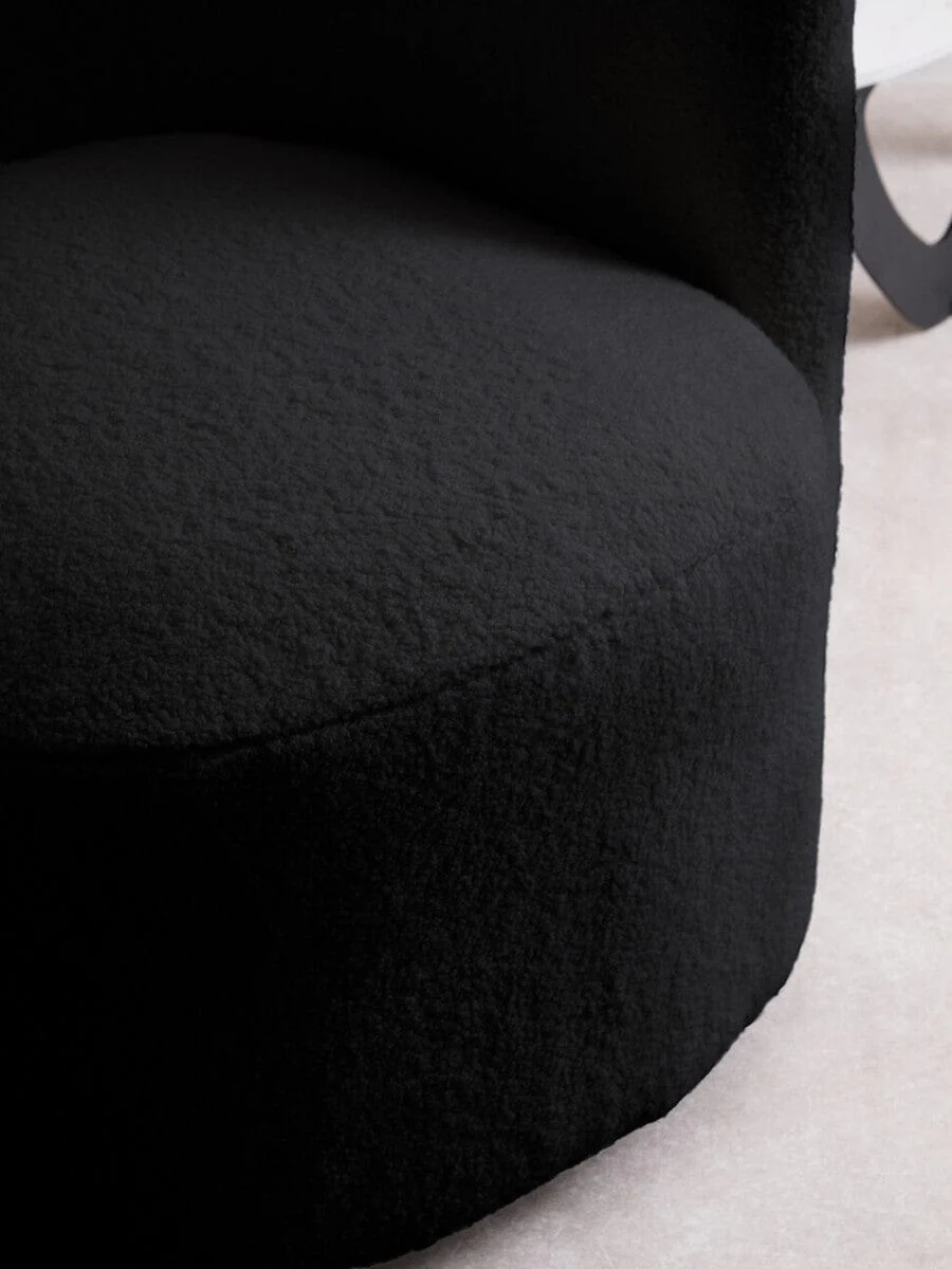 Montreal Black Boucle Effect Curved Lounge Chair With Swivel Base - Image 5