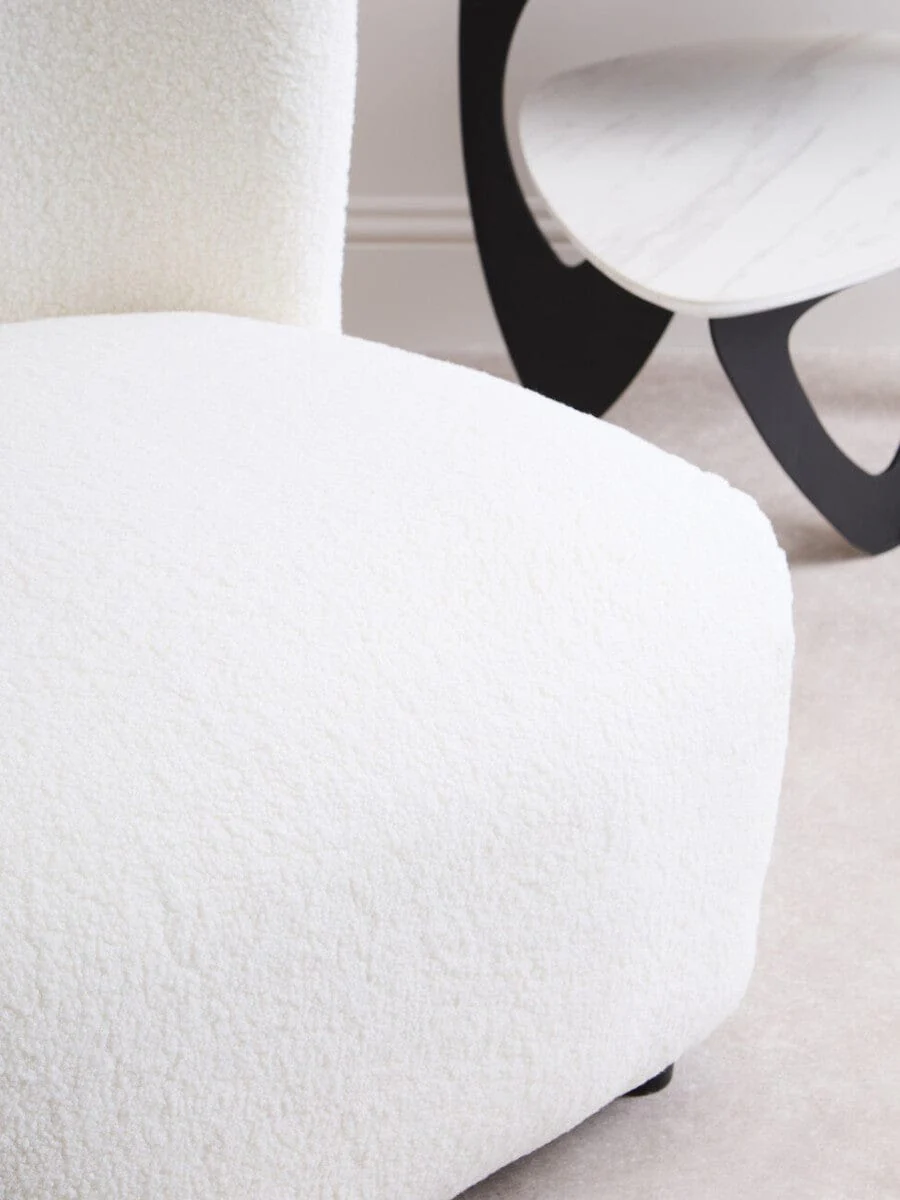 Montreal Ivory Boucle Effect Armless Lounge Chair - Image 10