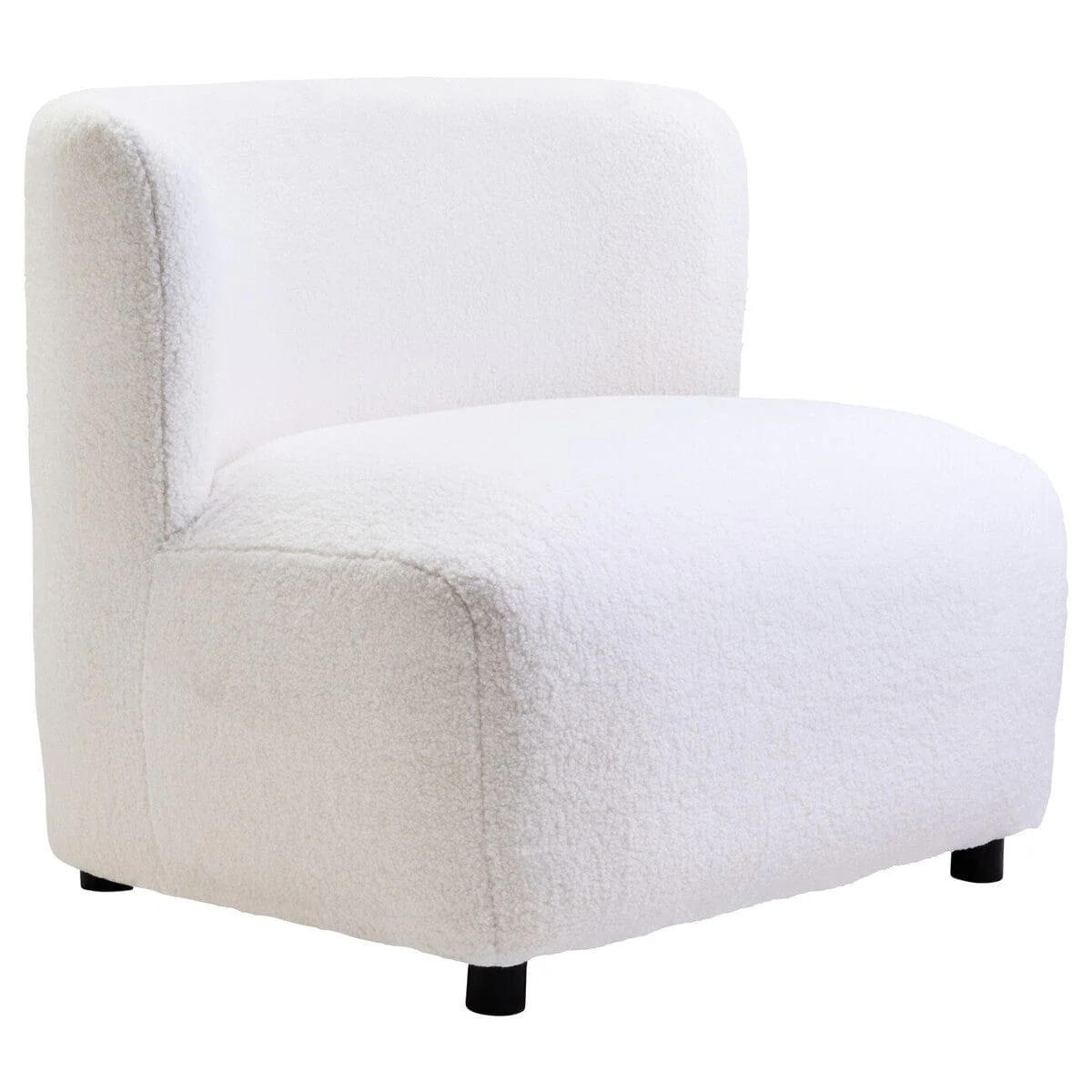 Montreal Ivory Boucle Effect Armless Lounge Chair - Image 2