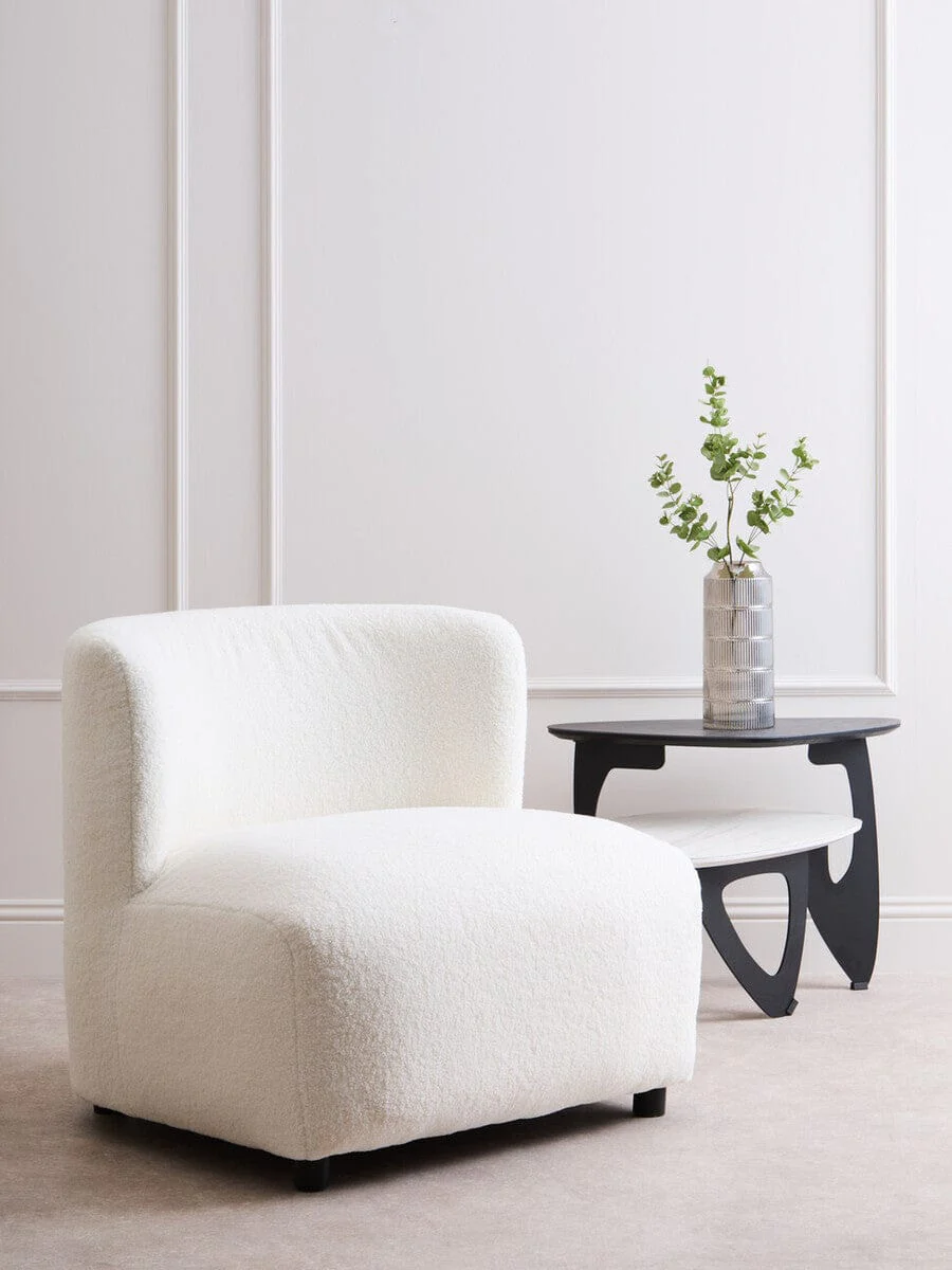 Montreal Ivory Boucle Effect Armless Lounge Chair - Image 8