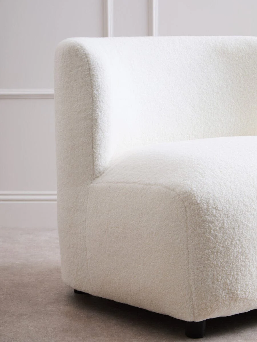 Montreal Ivory Boucle Effect Armless Lounge Chair - Image 9
