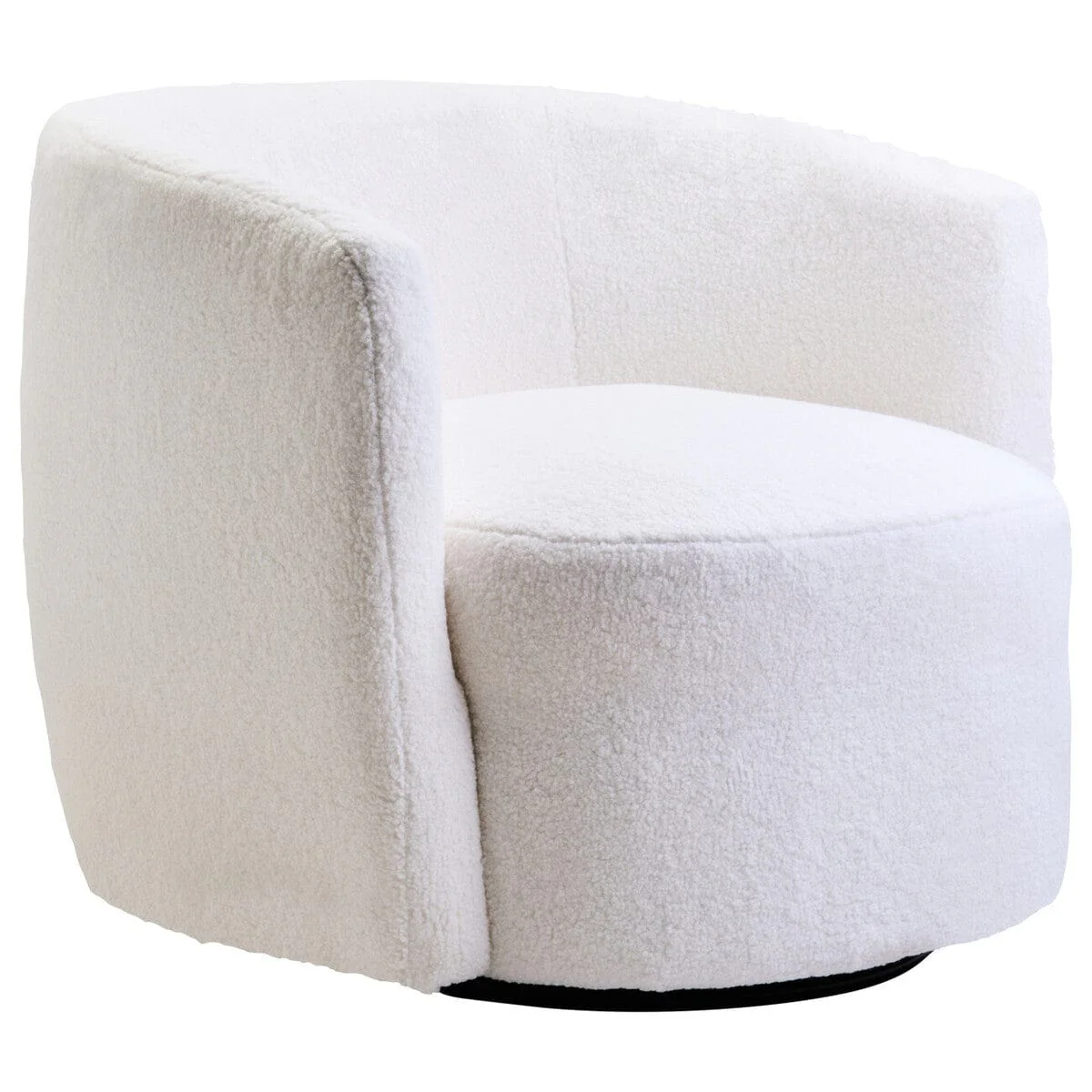 Montreal Ivory Boucle Effect Curved Lounge Chair With Swivel Base - Image 2