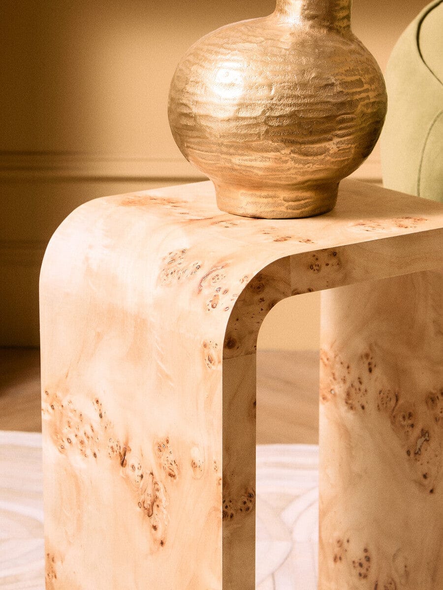 Mota Burl Wood Design Curved Side Table - Image 9