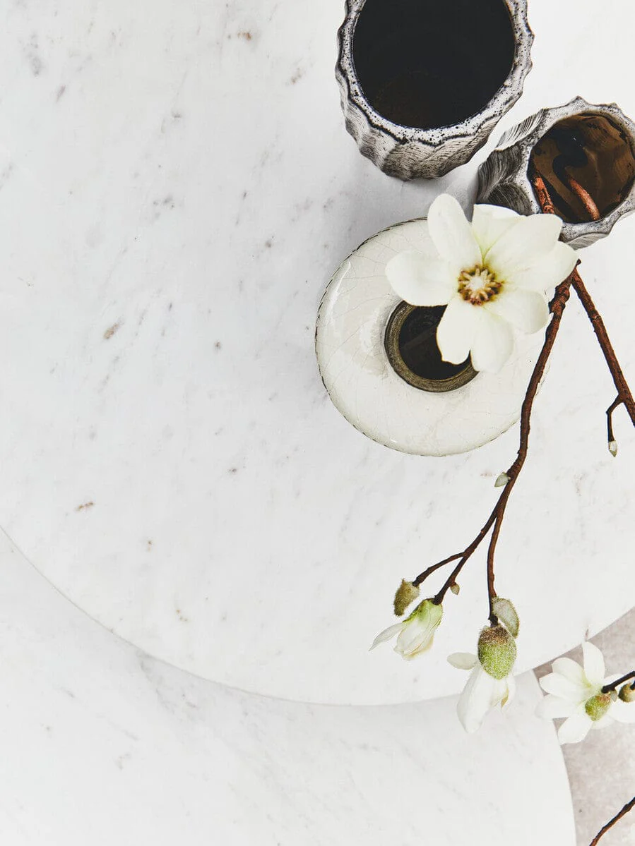 Myan Acacia Wood and White Marble Coffee Table - Image 12