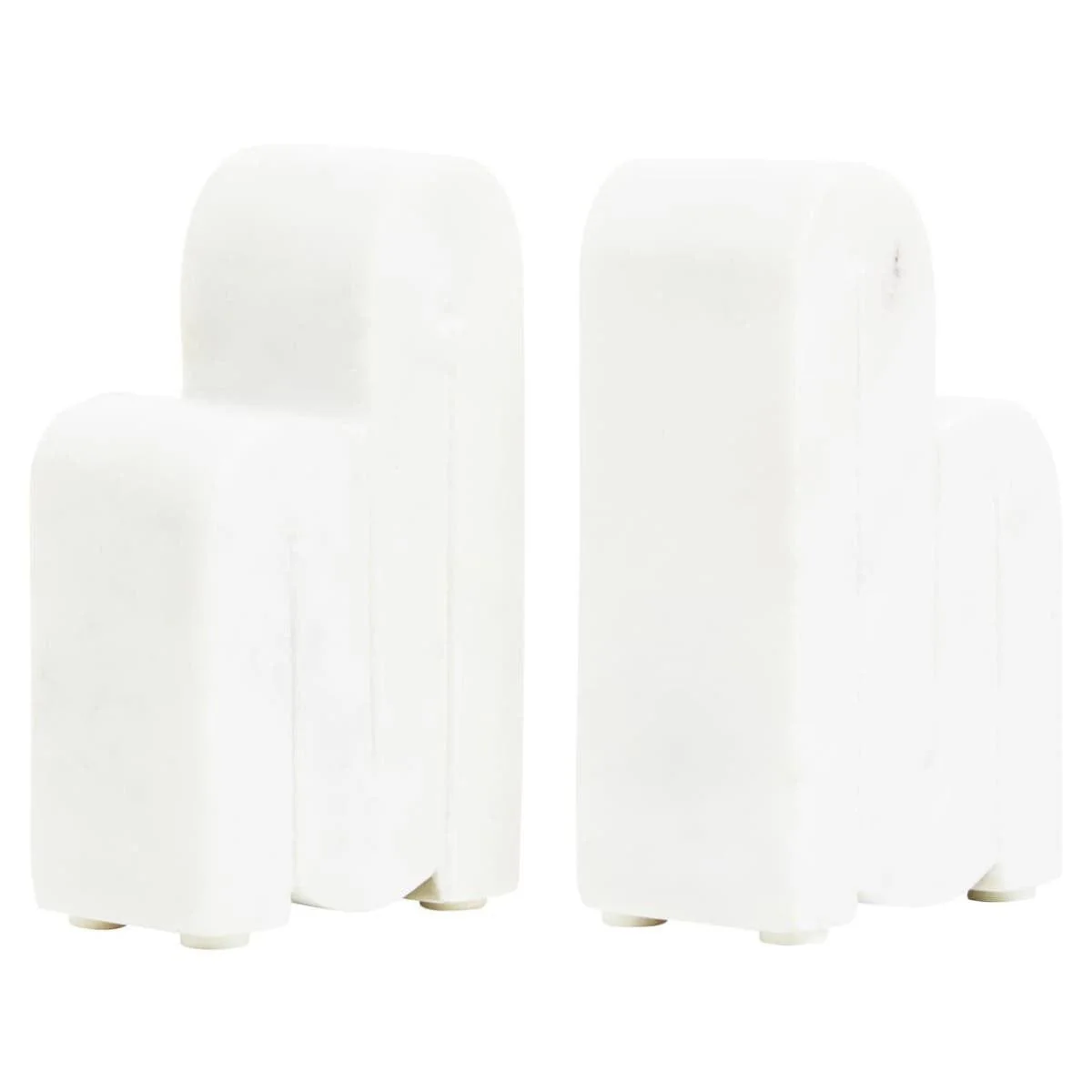 Nason Set Of 2 White Marble Bookends - Image 2