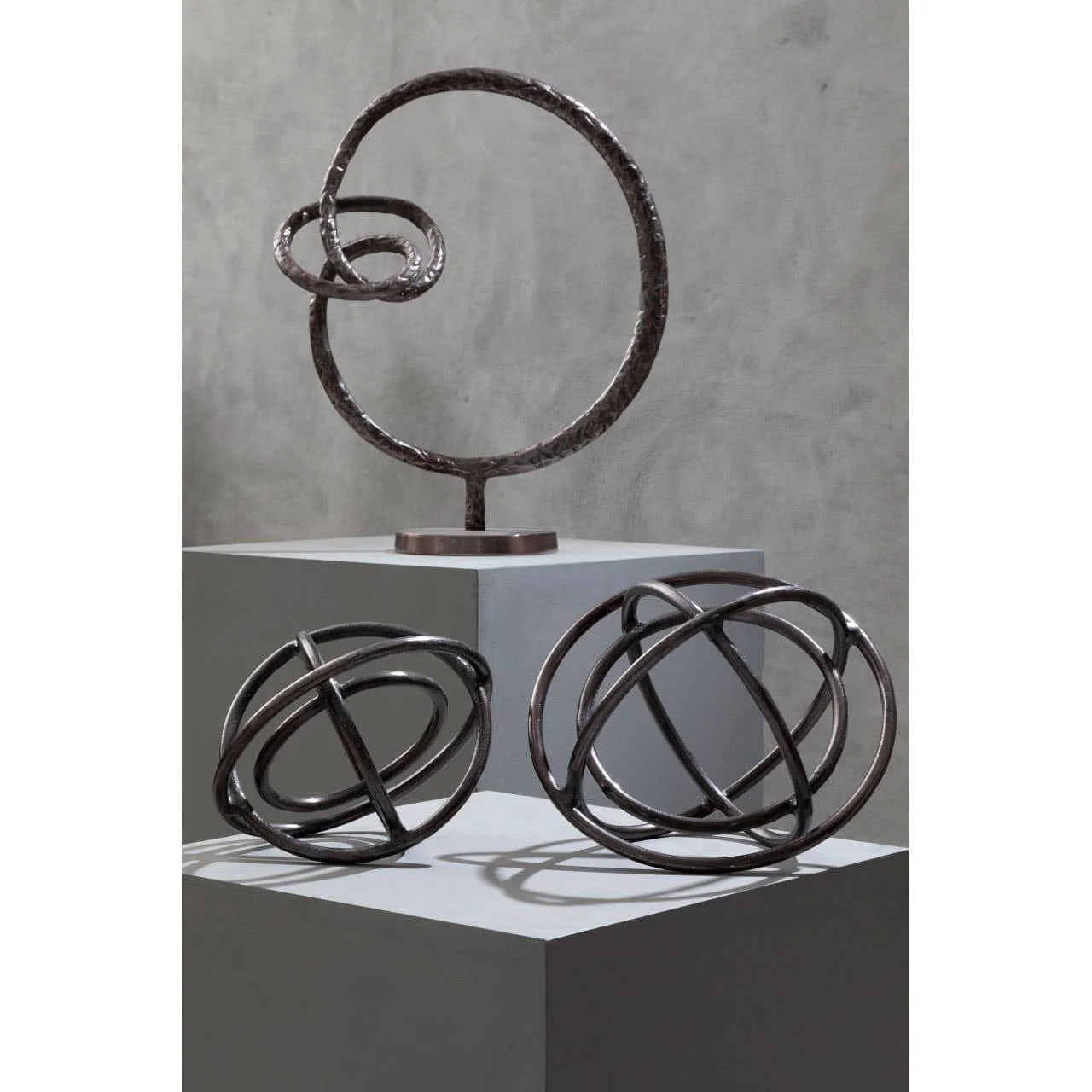 Nexus Set of Two Bronze Finish Sphere Sculptures - Image 3