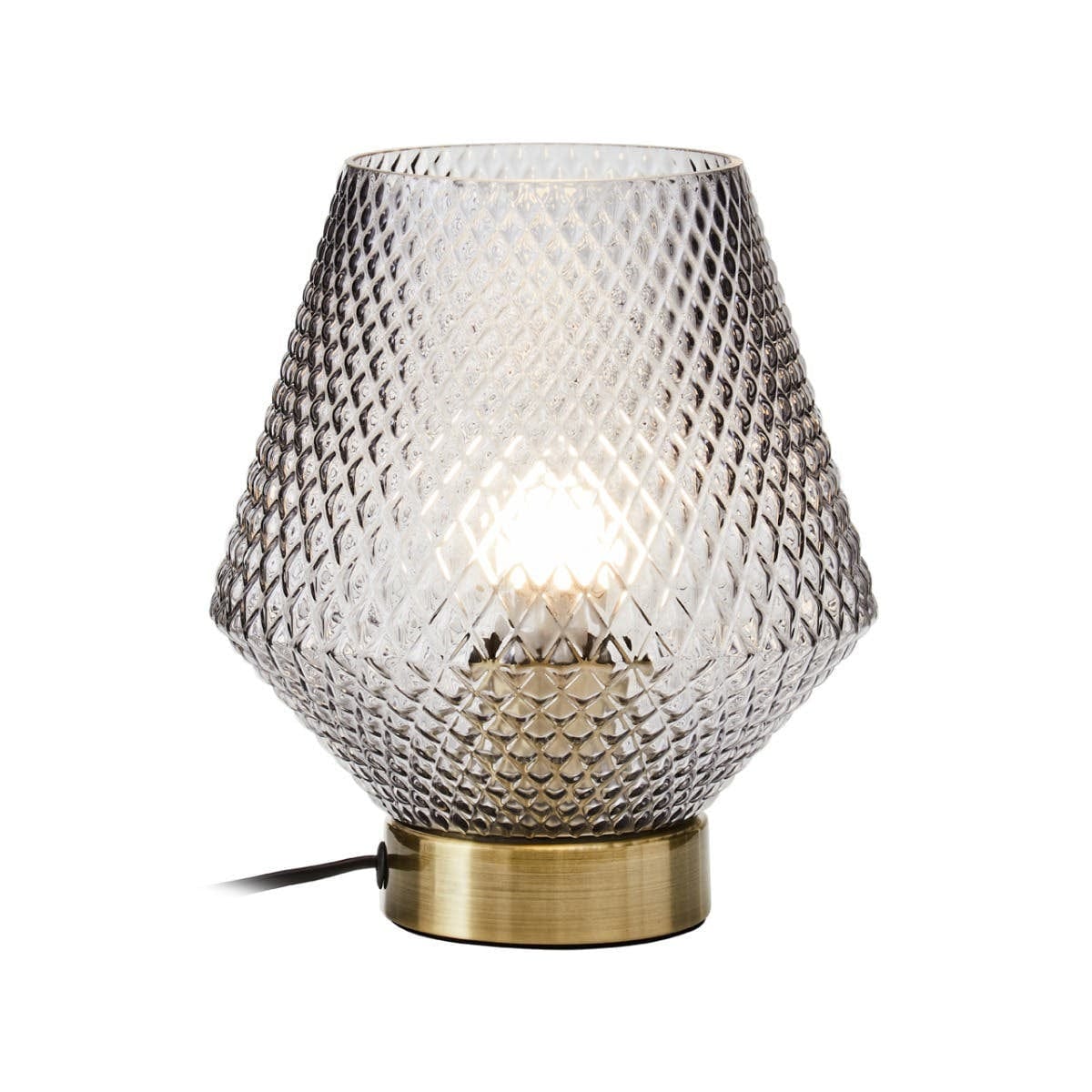 Noble Grey Smoked Glass Table Lamp - Image 2