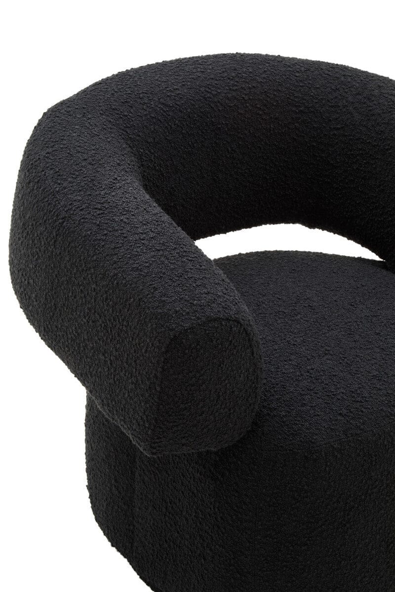 Oliveto Black Boucle Curved Swivel Armchair - Image 6