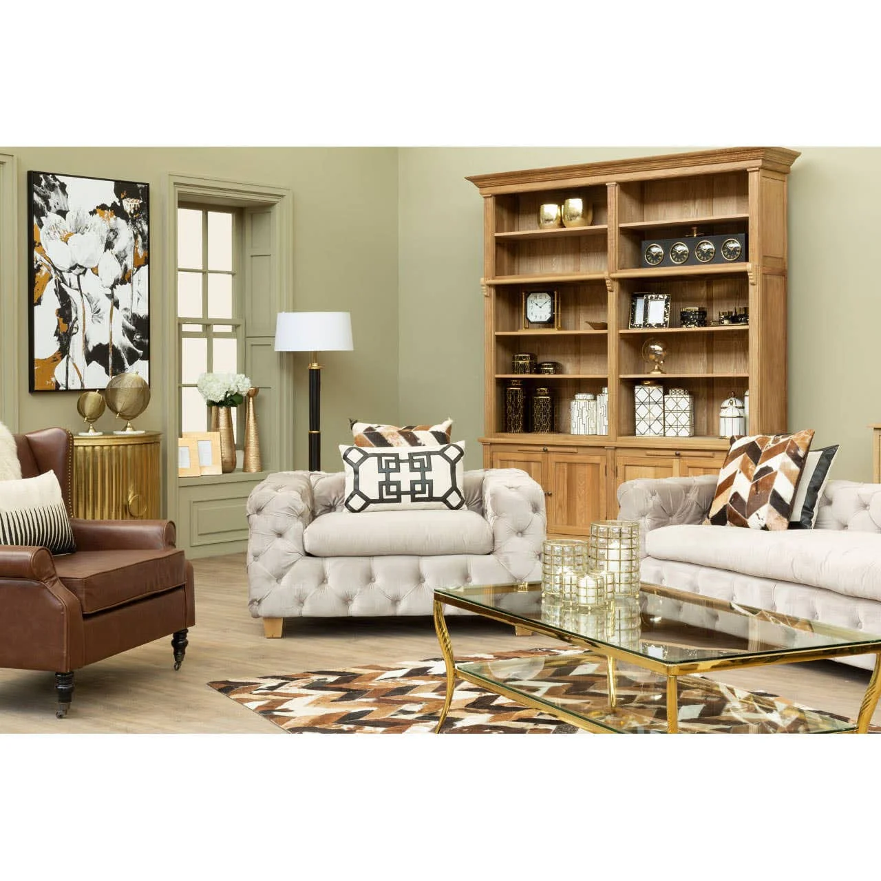 Ophelia 3 Seat Beige Velvet Sofa - Image 5