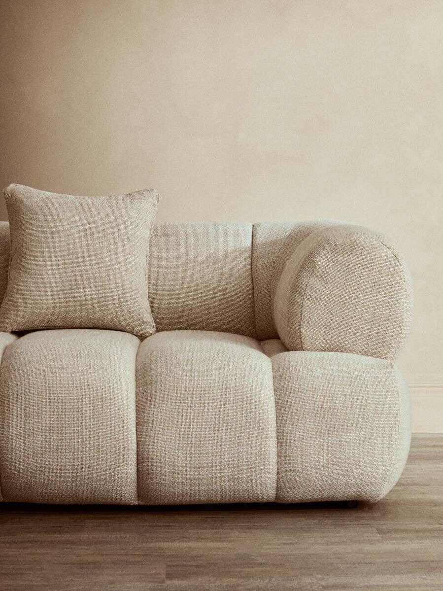 Ordona Cream Linen 3 Seater Curved Sofa - Image 14