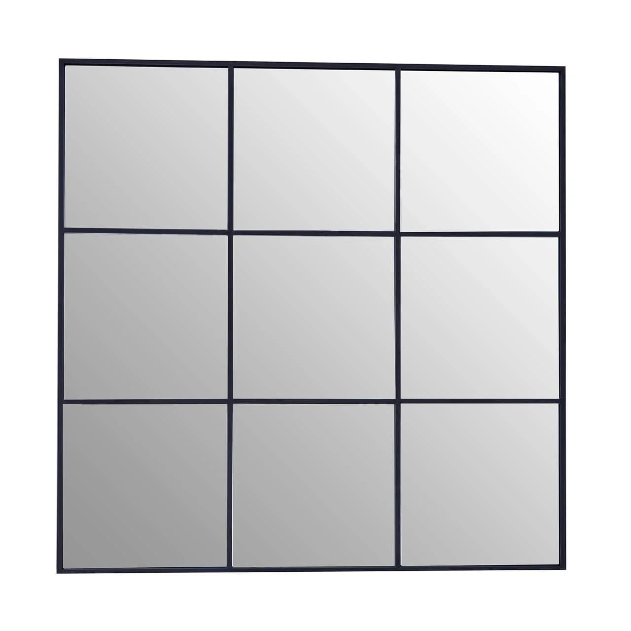 Oriel Grid Wall Mirror with Black Finish Frame