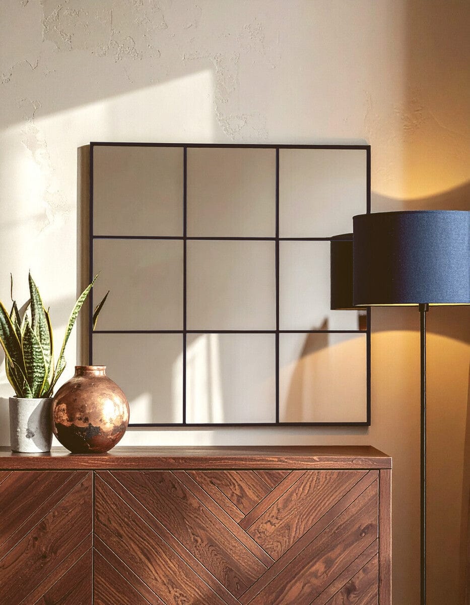 Oriel Grid Wall Mirror with Black Finish Frame - Image 5
