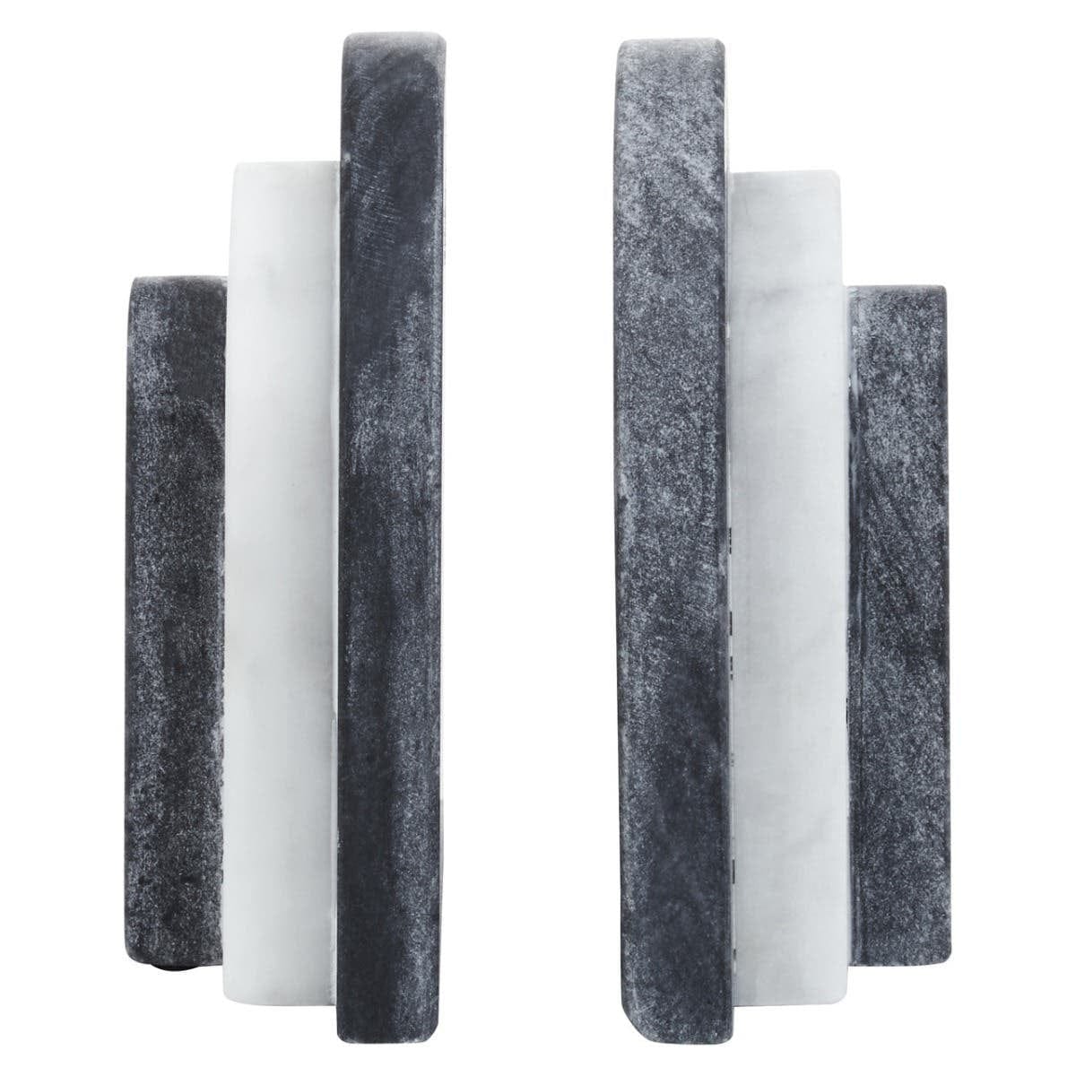 Oxana Black and White Marble Bookends - Image 2