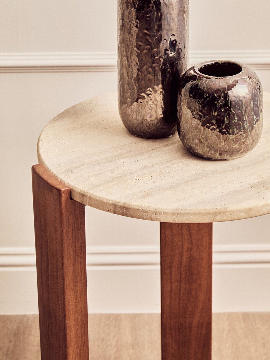 Palermo Travertine Top Round Side Table - Image 8