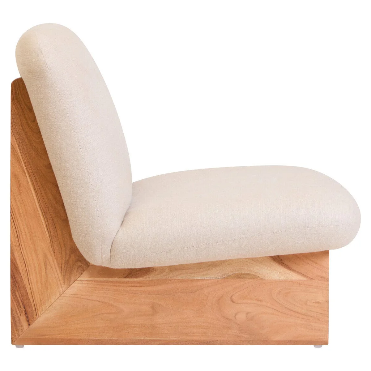 Parova Cream Linen Textured Armless Chair With Wood Base - Image 3