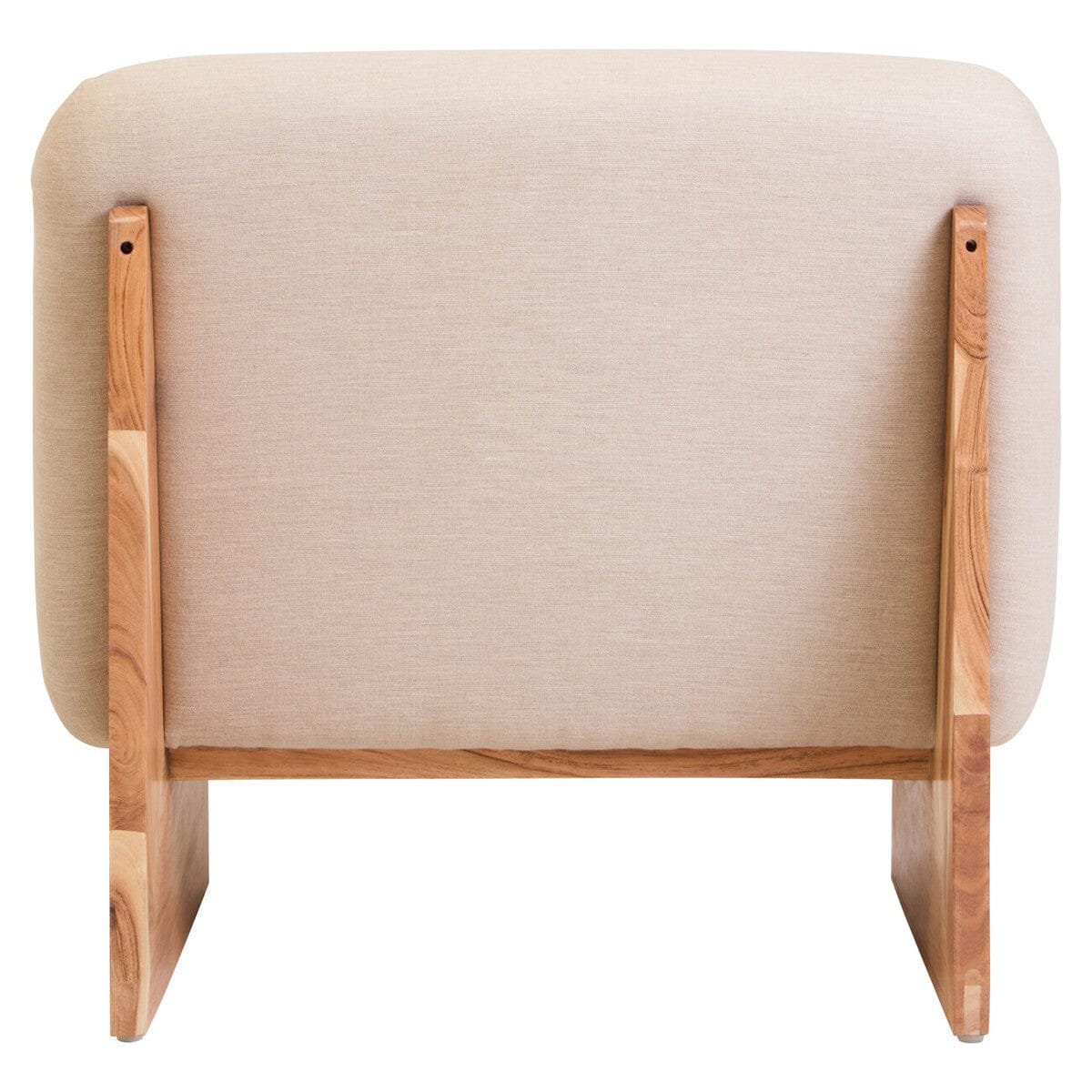 Parova Cream Linen Textured Armless Chair With Wood Base - Image 4