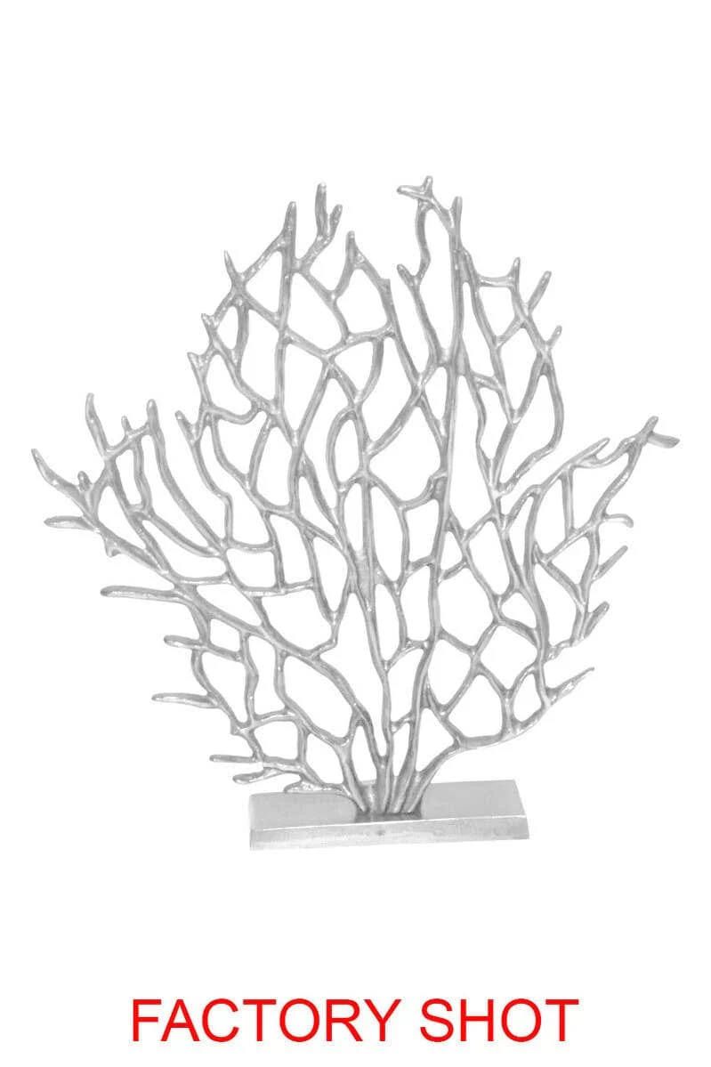 Prato Small Silver Nickel Finish Coral Sculpture - Image 3
