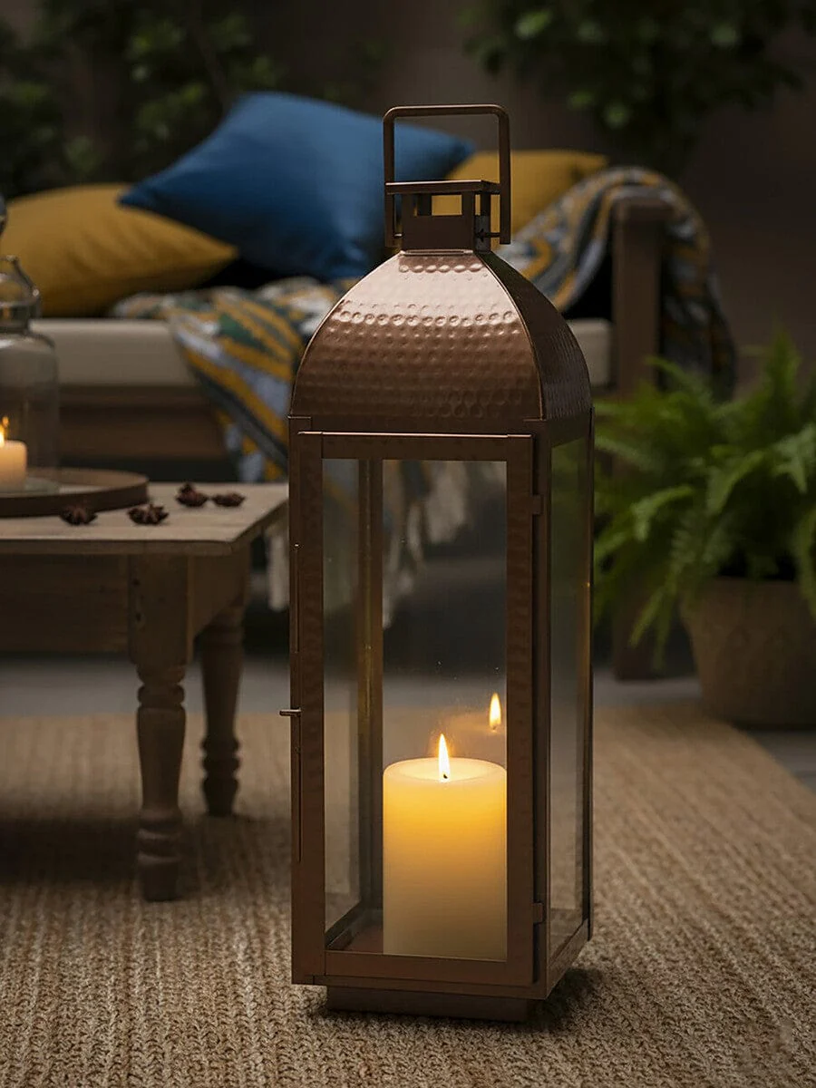 Ravi Large Lantern with Copper Finish - Image 2
