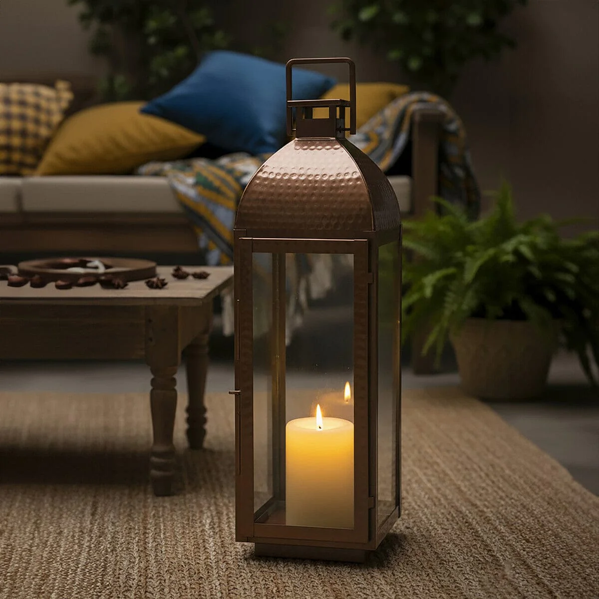 Ravi Large Lantern with Copper Finish - Image 3