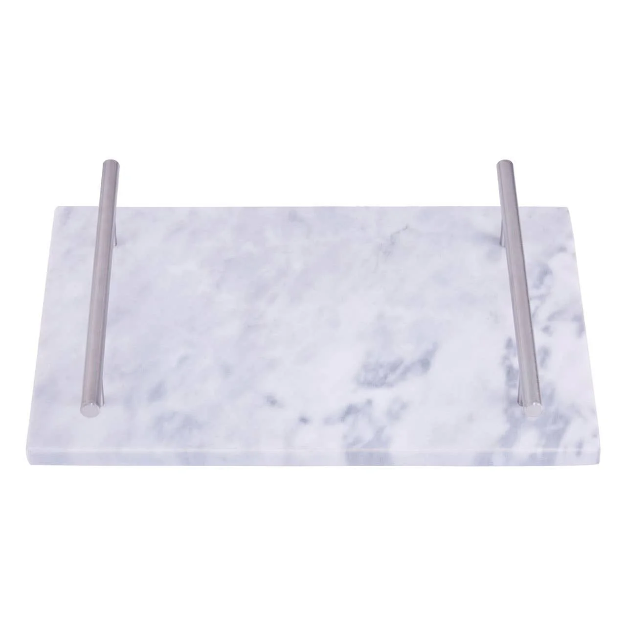 Salerno Grey Marble Serving board with Silver Handles