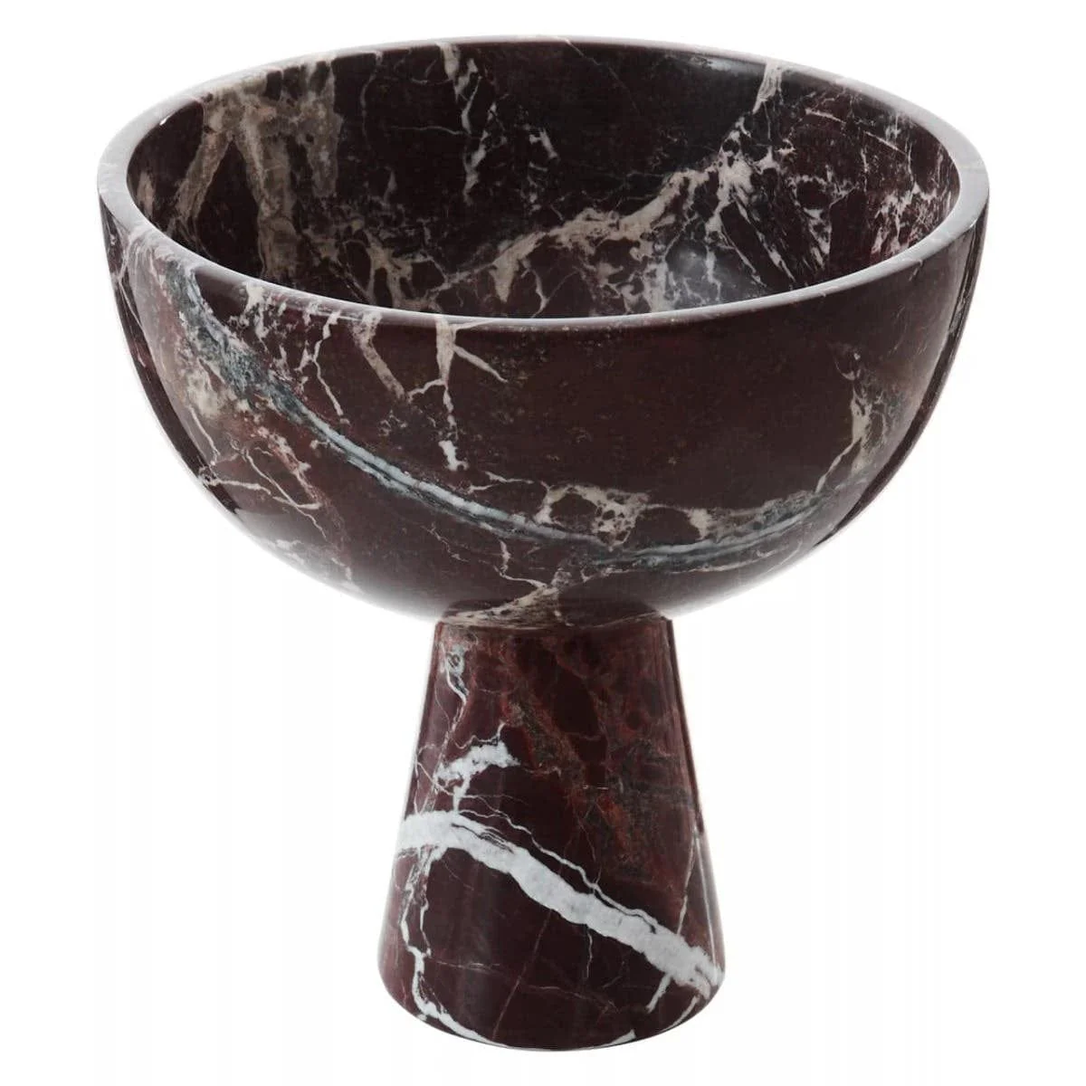 Salmo Large Red Marble Pedestal Bowl - Image 2