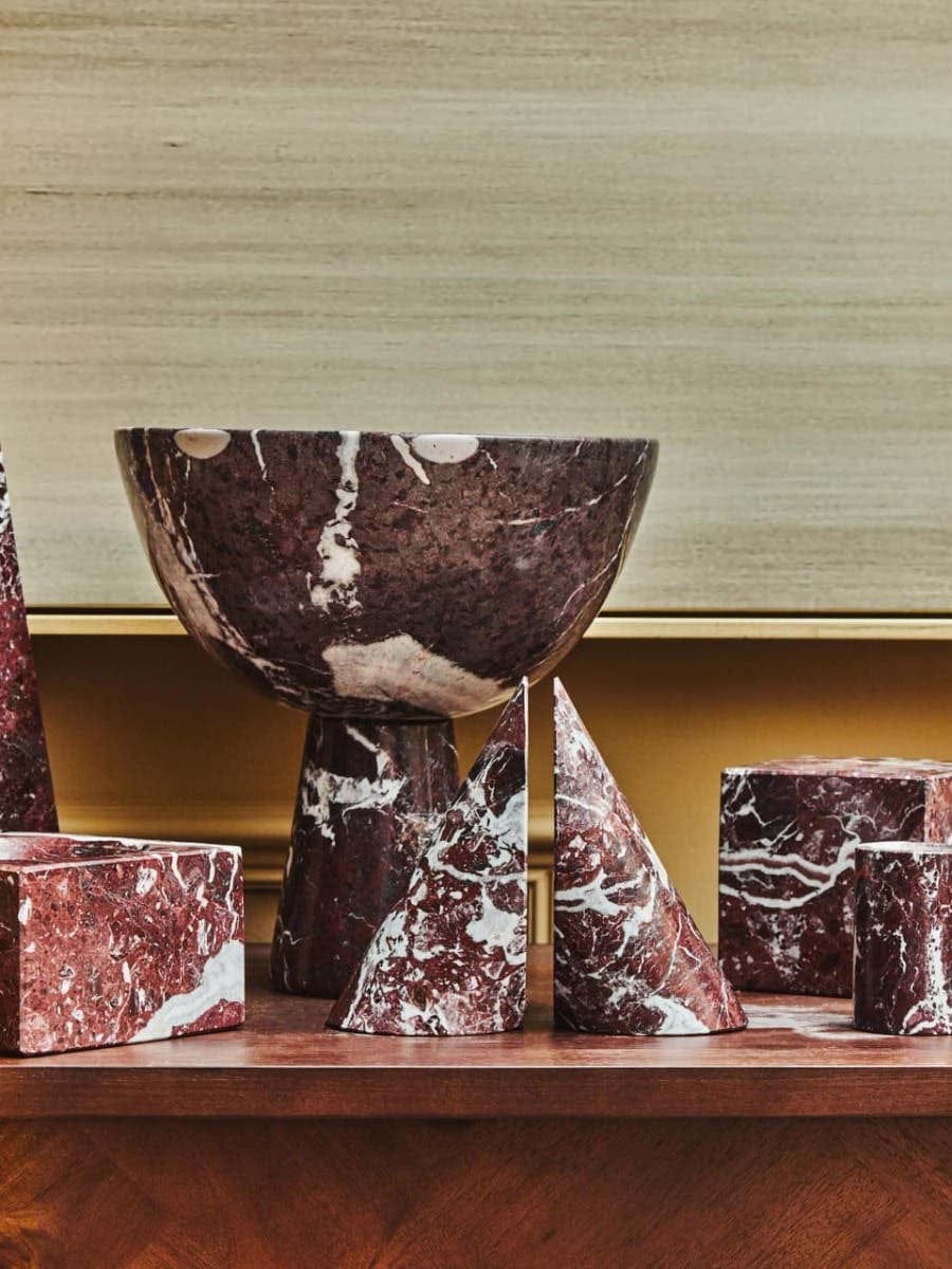 Salmo Large Red Marble Pedestal Bowl - Image 3