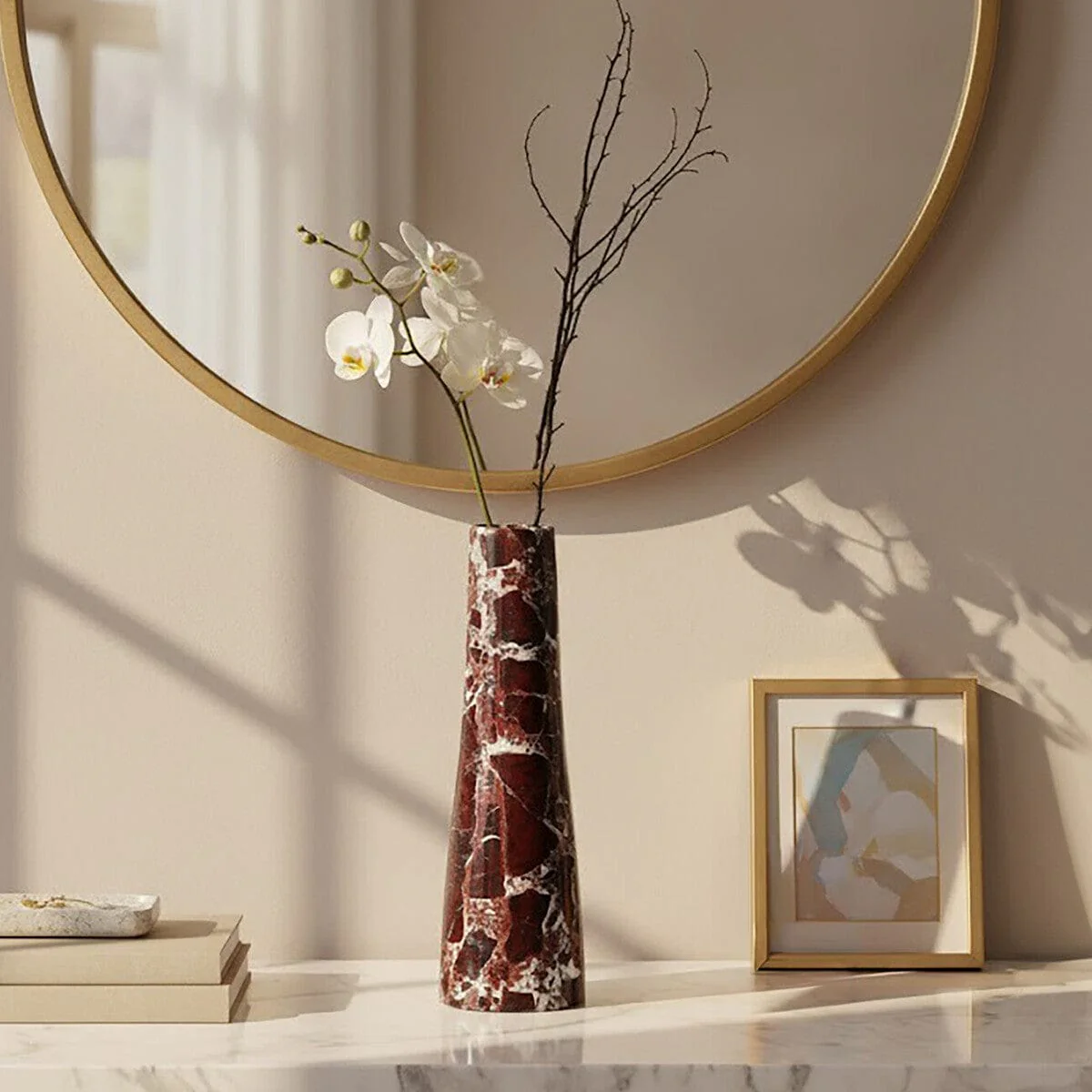 Salmo Red Marble Tapered Vase - Image 12