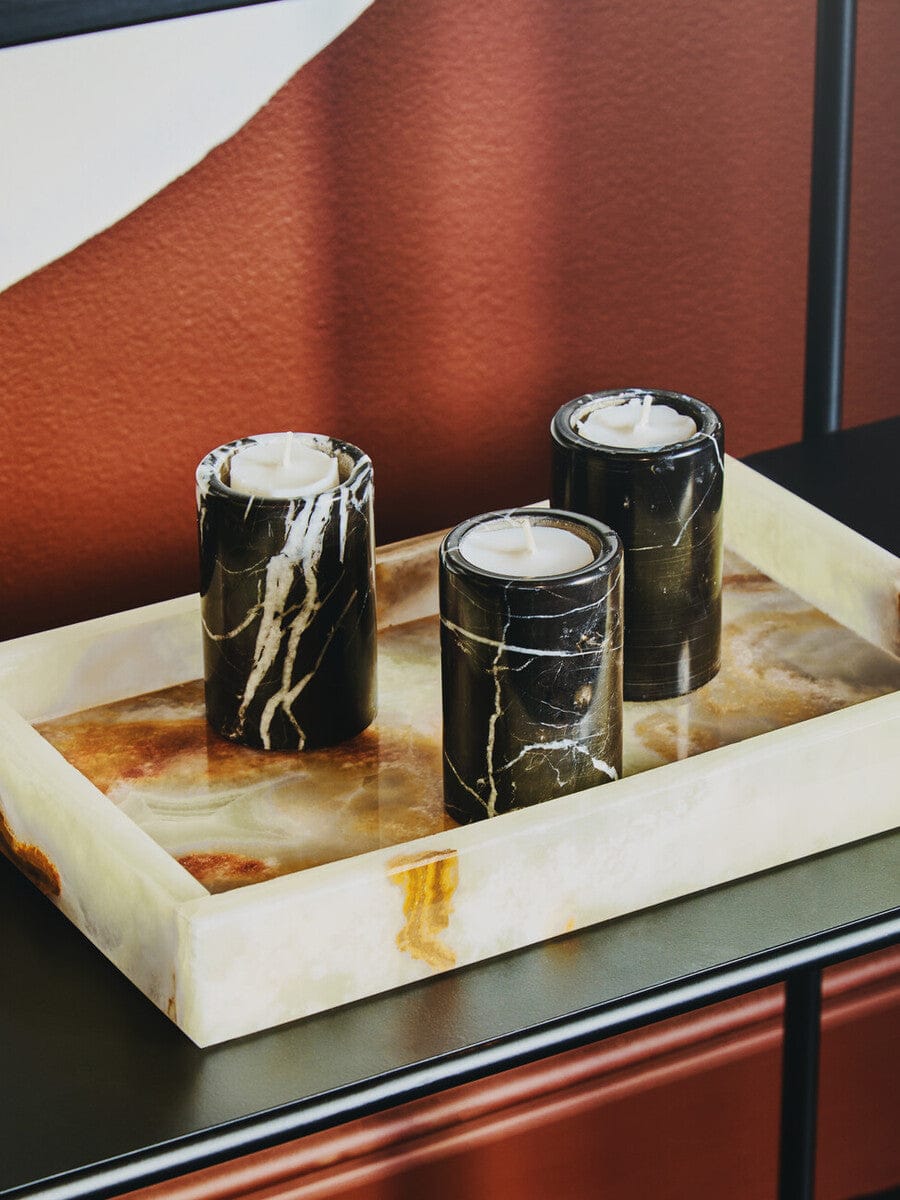 Salmo Set Of Three Black Marble Tealight Holders - Image 14