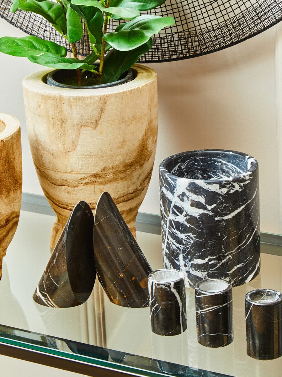 Salmo Set Of Three Black Marble Tealight Holders - Image 8