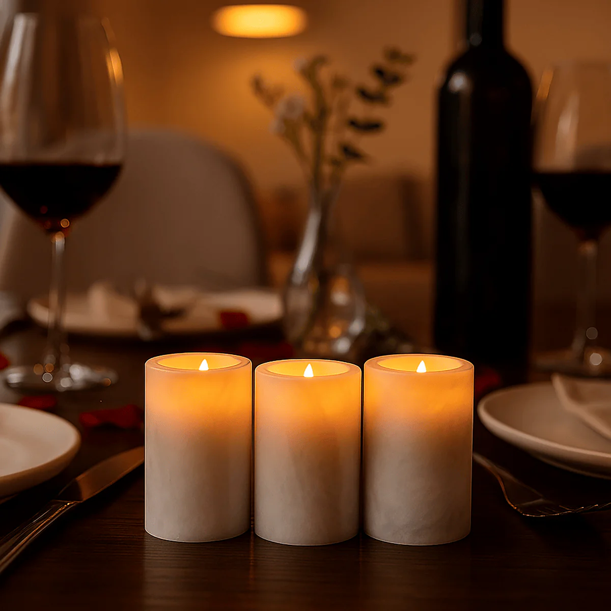 Salmo Set Of Three White Marble Tealight Holders - Image 10