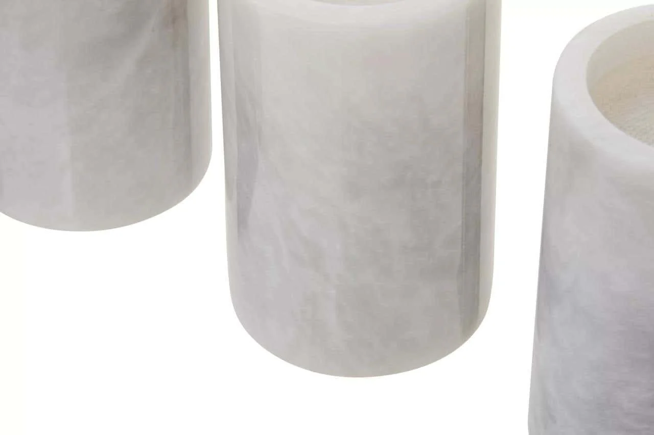 Salmo Set Of Three White Marble Tealight Holders - Image 4