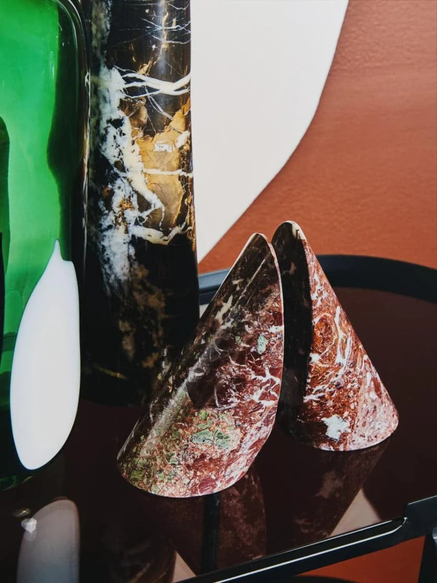 Salmo Set Of Two Red Marble Bookends - Image 6
