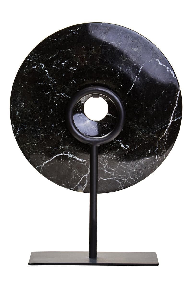 Salmo Small Black Marble Round Dia 20cm Disc Sculpture - Image 4