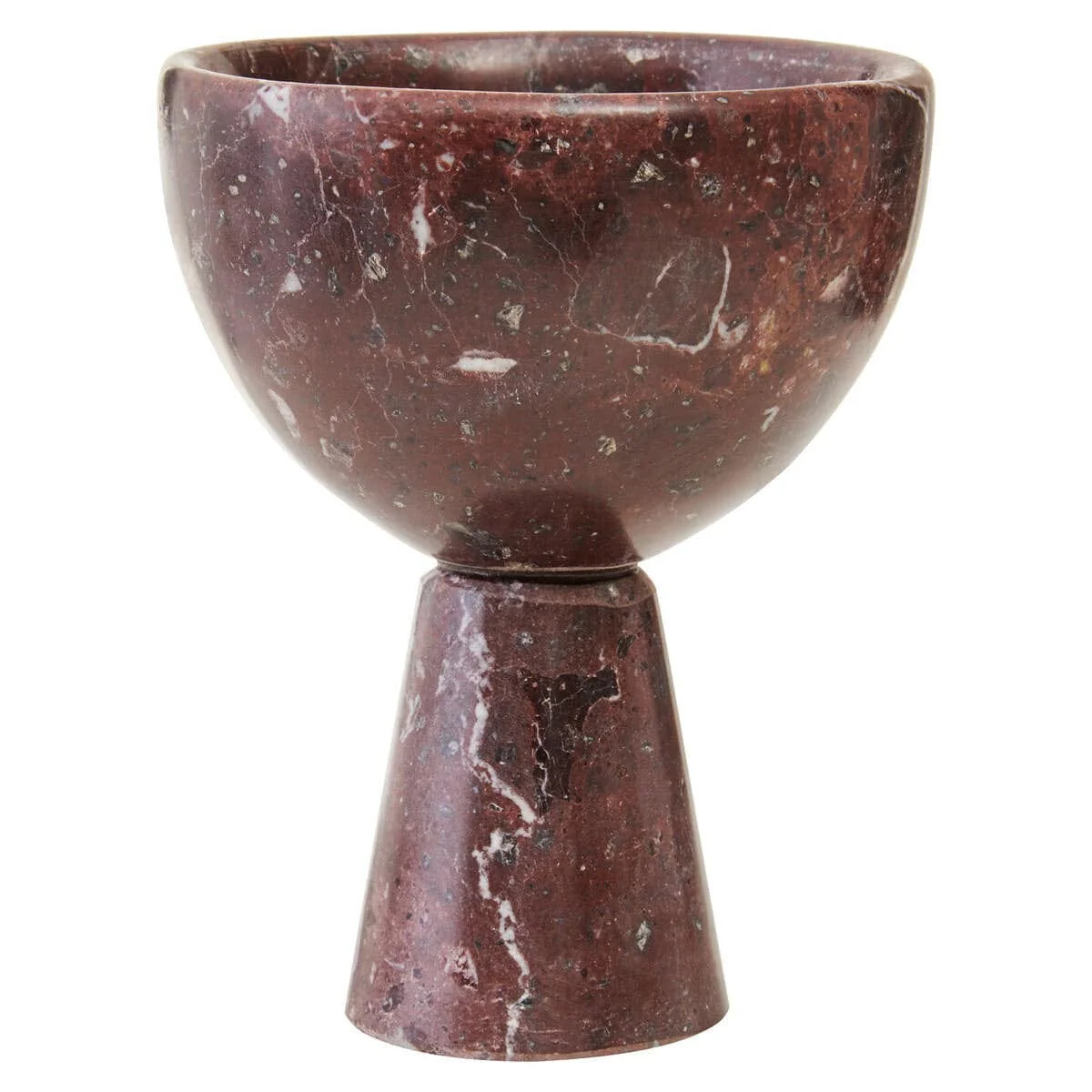 Salmo Small Red Marble Pedestal Bowl - Image 2