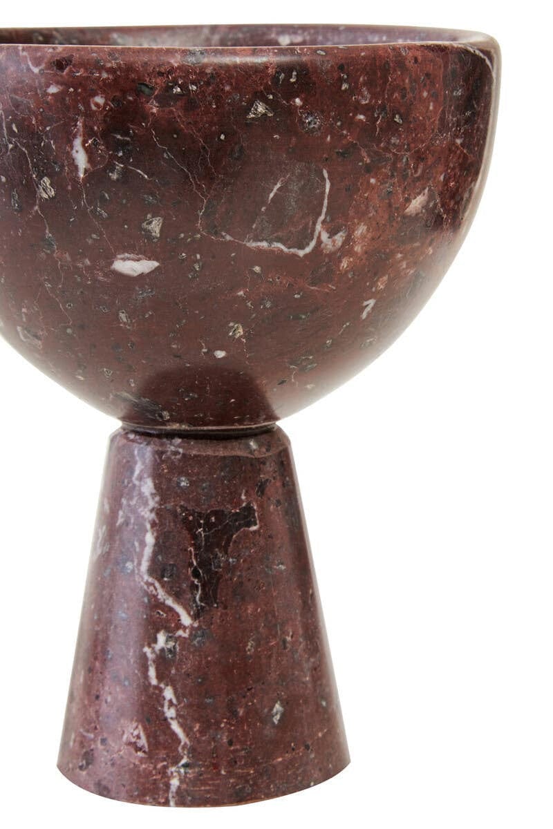 Salmo Small Red Marble Pedestal Bowl - Image 3