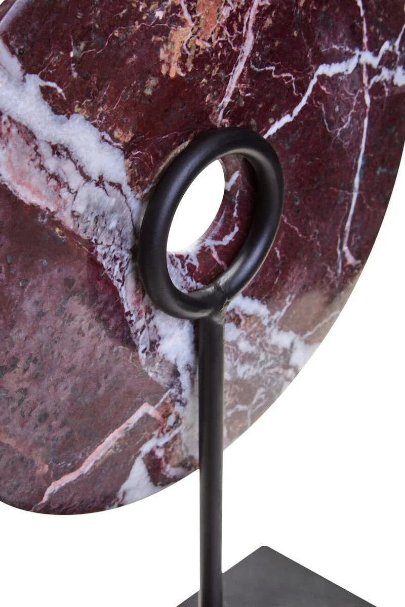 Salmo Small Red Marble Round Dia 20cm Disc Sculpture - Image 7