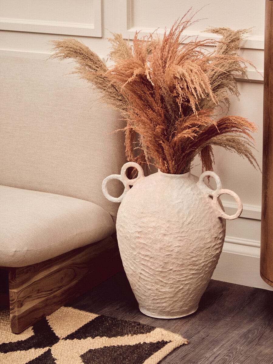 Sanai Cotton Mache Large Vase With Decorative Handles - Image 10
