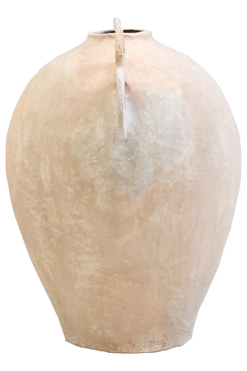 Sanai Cotton Mache Large Vase With Decorative Handles - Image 3