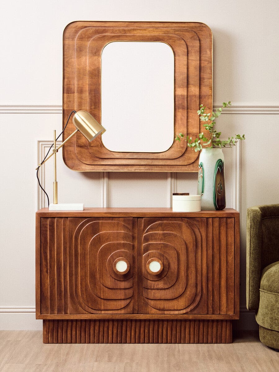 Sangar Mango Wood Carved Wall Mirror - Image 9