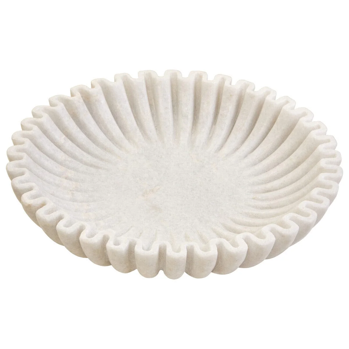 Savio Large White Fluted Marble Bowl - Image 2
