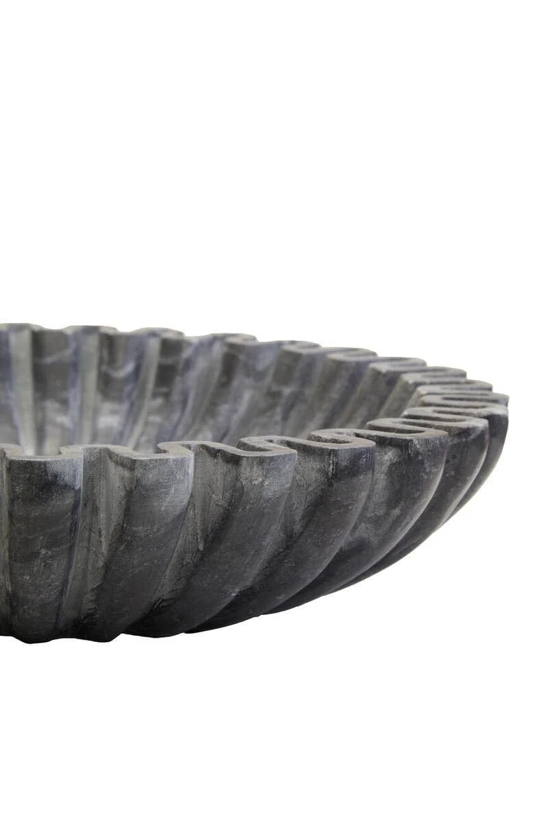 Savio Small Grey Fluted Marble Bowl - Image 4