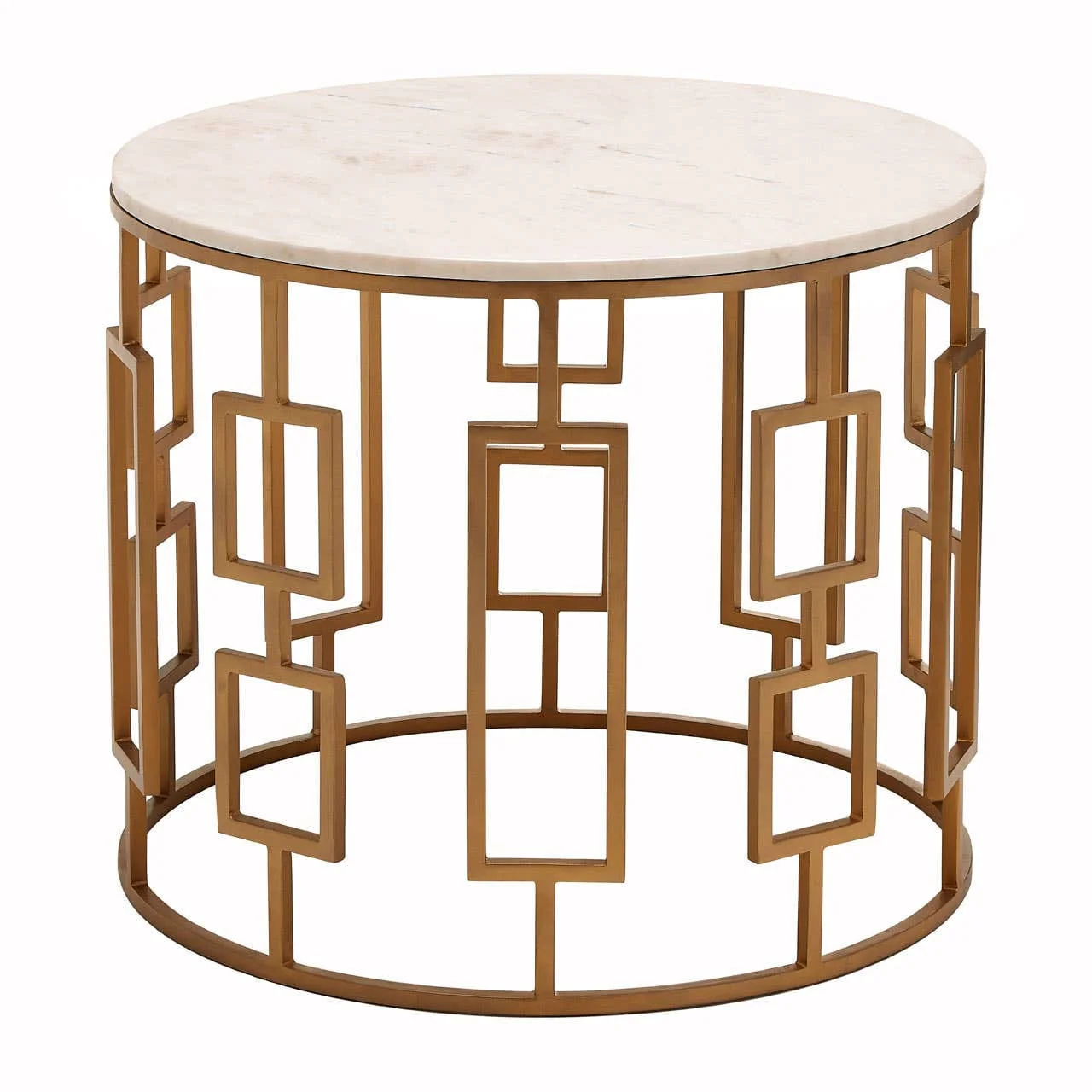 Shalimar White Marble Top Side Table with Gold Finish Base - Image 2