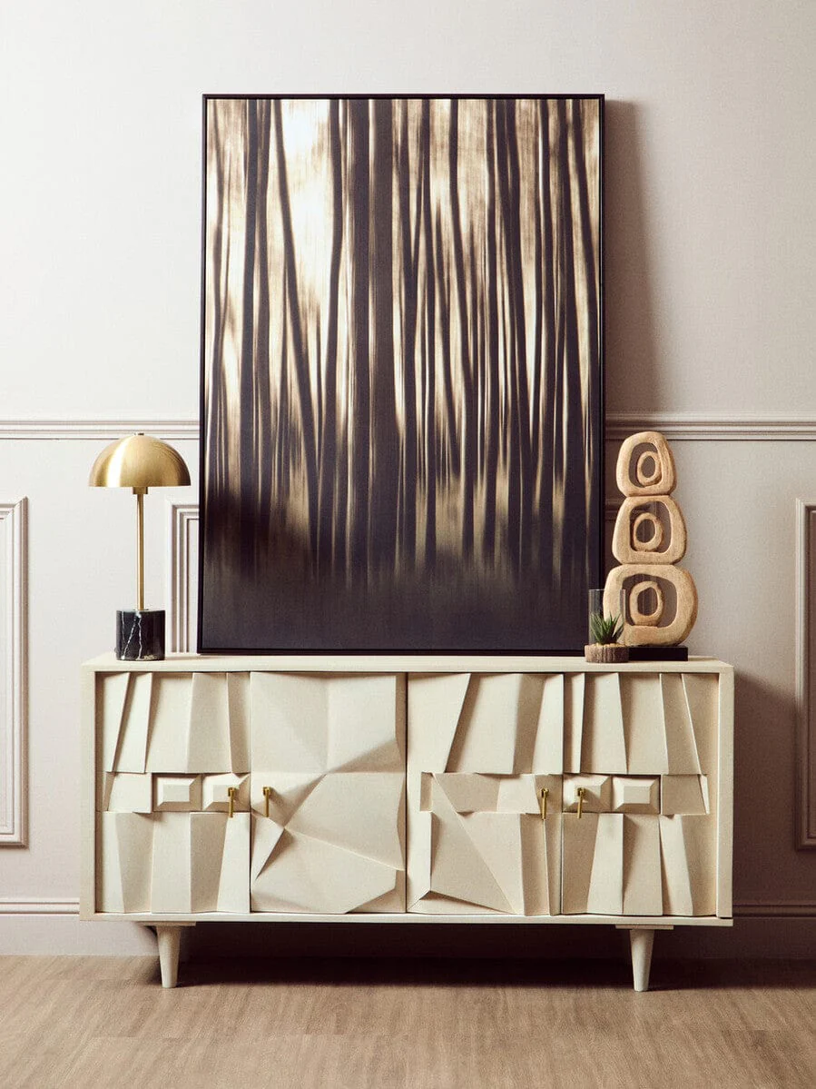 Sita Four Door Whitewash Mango Wood Abstract Sideboard - Image 17