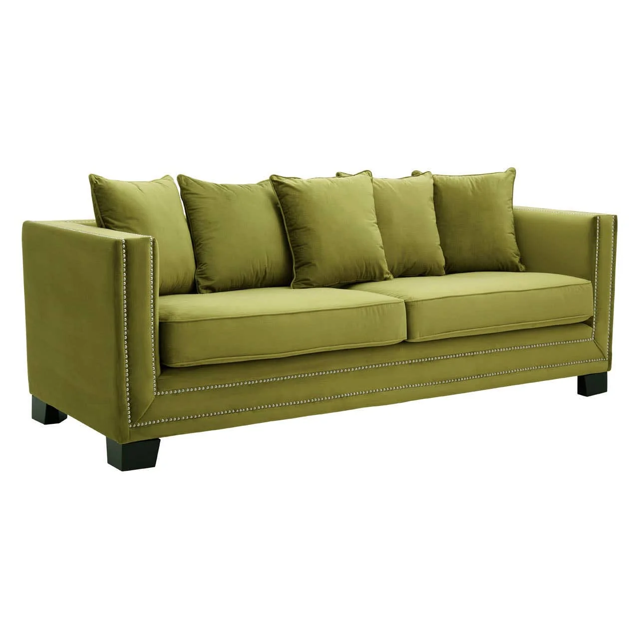 Sofia Moss Green Velvet 3 Seater Sofa - Image 2