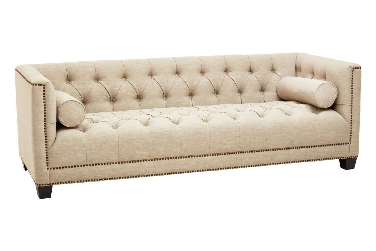 Surina 3 Seat Stone Fabric Sofa - Image 2