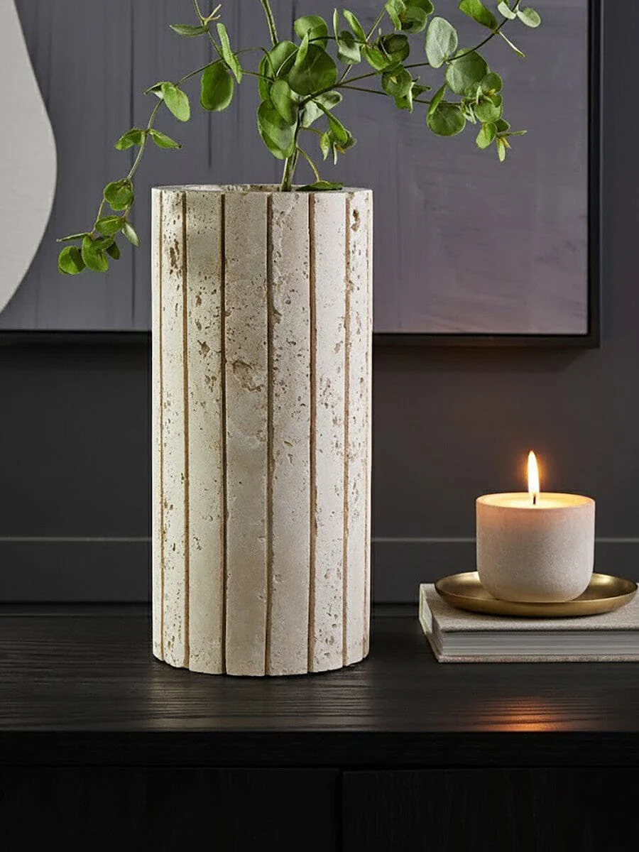 Tibor Travertine Ribbed Vase - Image 16
