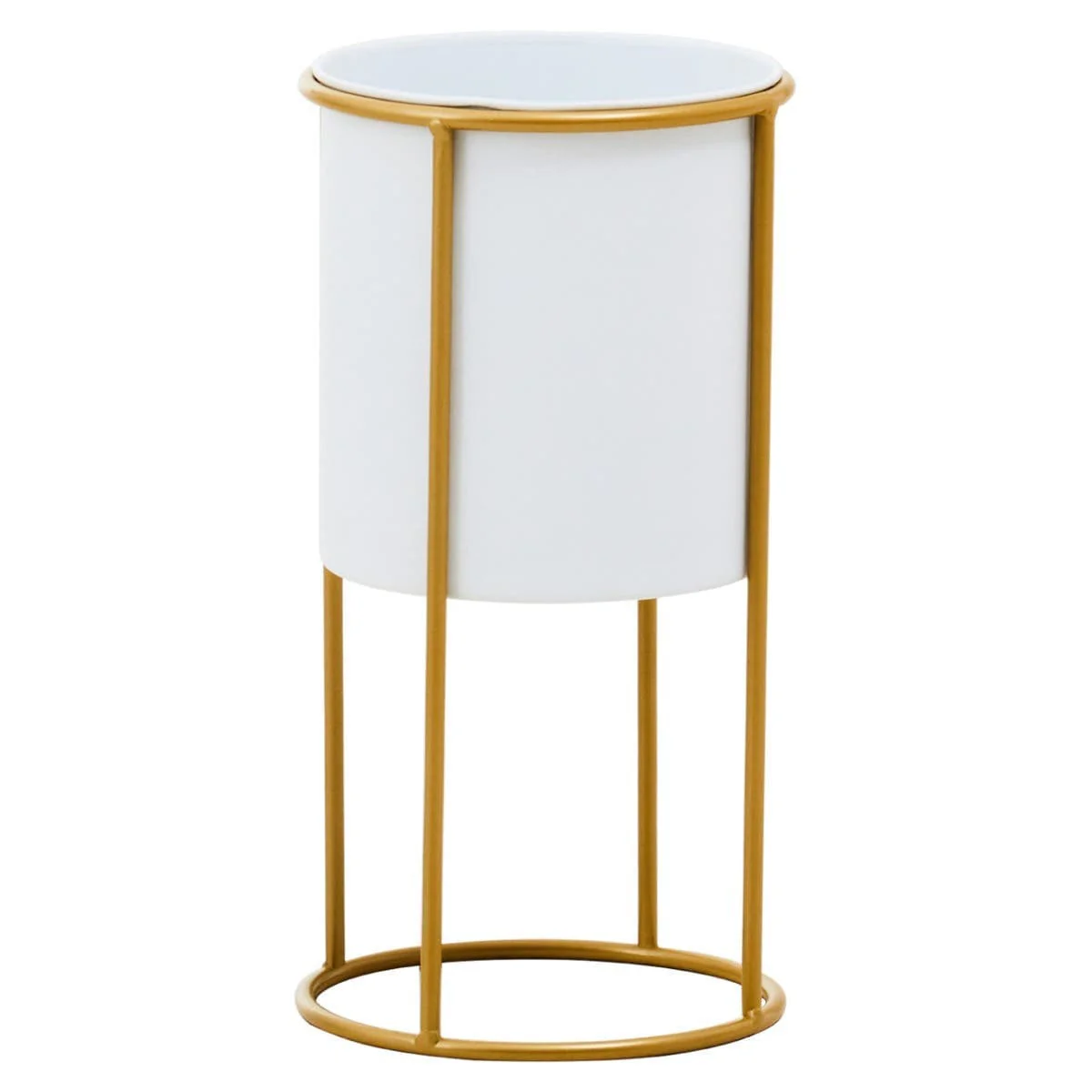 Trosa Small White And Gold Floor Standing Planter - Image 2